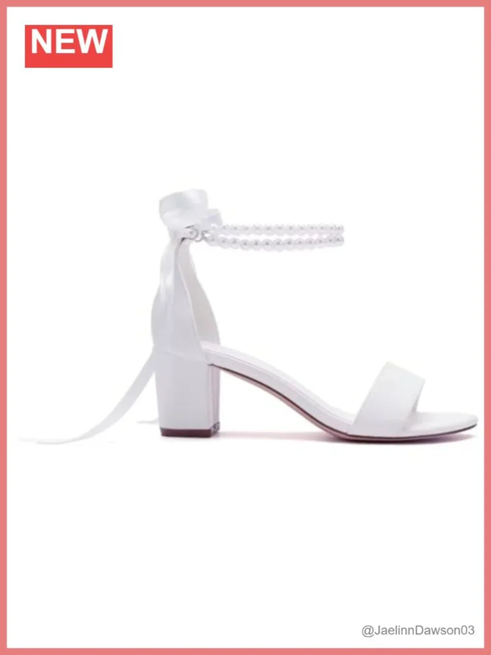 Pearl Wedding Shoes Open Toe Block Heel Sandals Bridal Chunky Heel